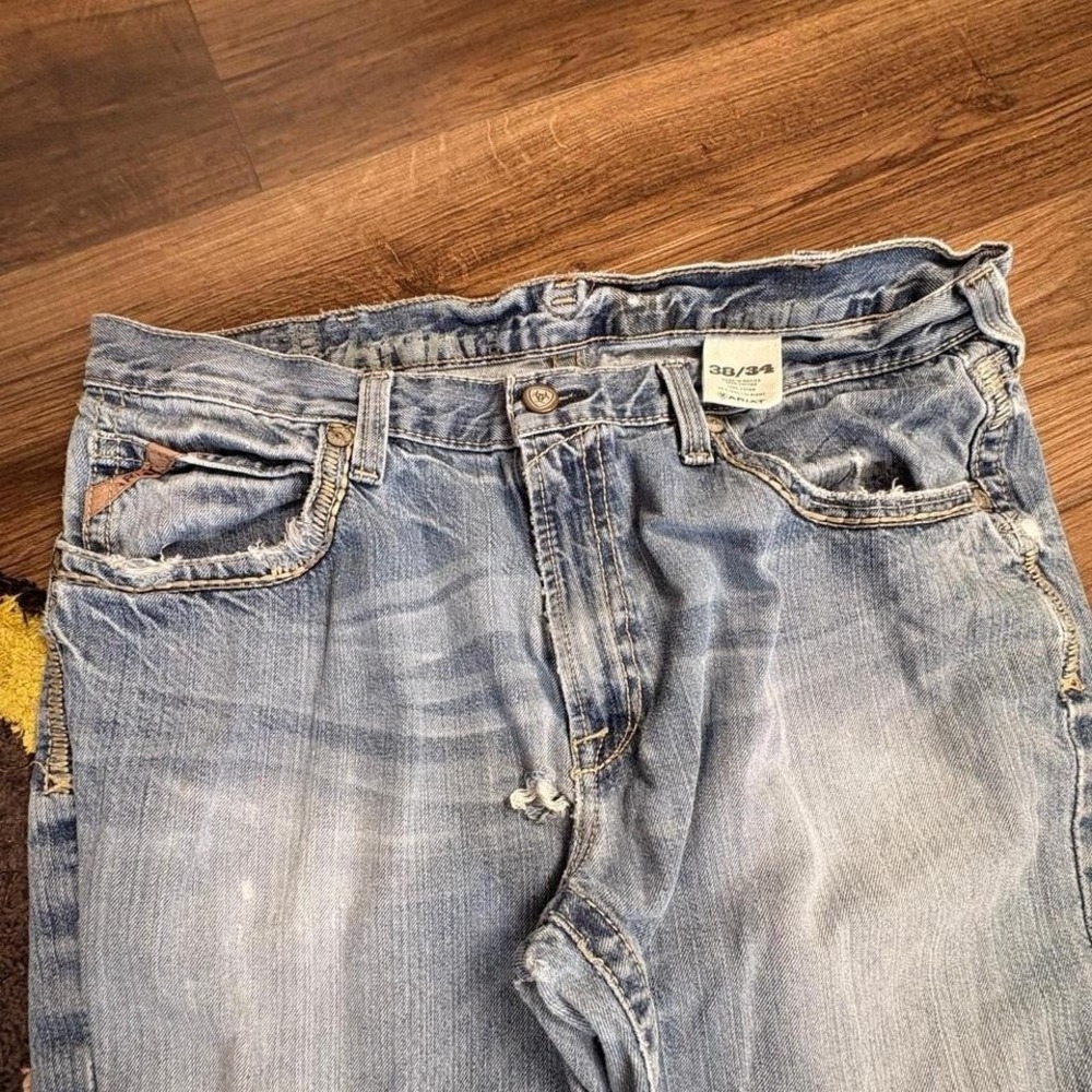Y2K Ariat light wash straight boot cut distressed jeans (0151) - Picture 3 of 5